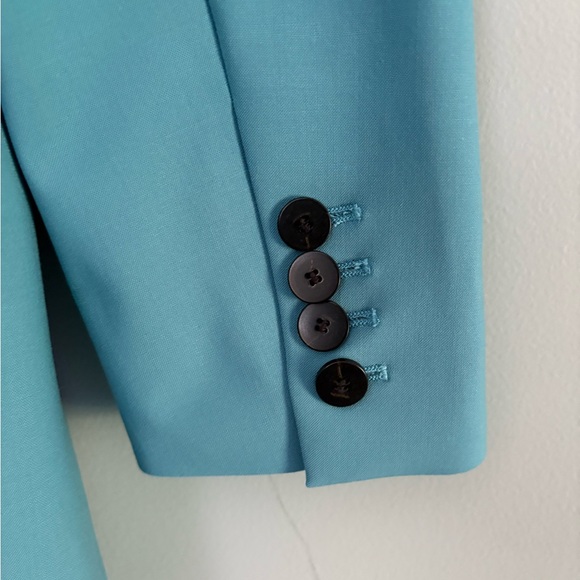 Theory Etiennette Good Wool Teal Single Button Blazer Size 8 - Picture 6 of 9